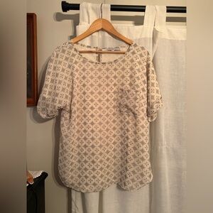 Elegant Cream Patterned Women's Blouse